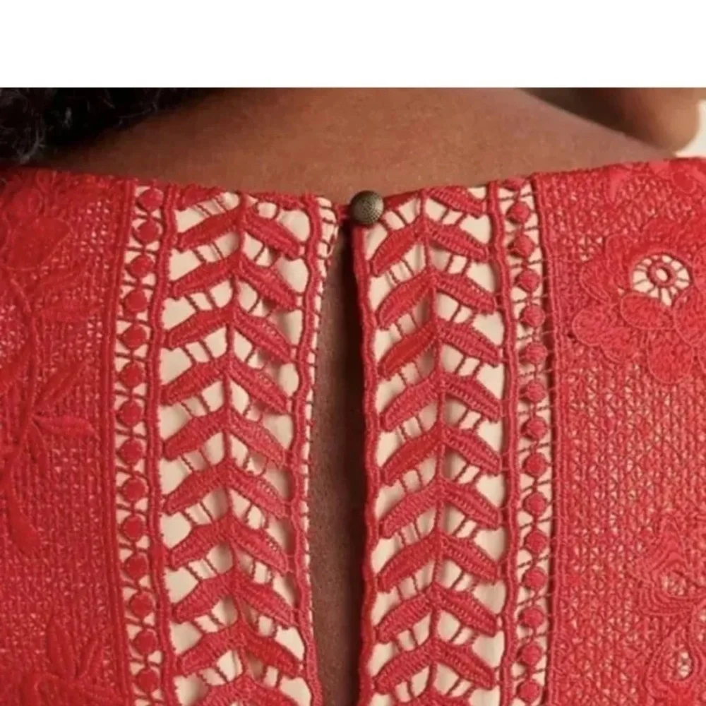 Anthropologie red lace dress size 8p - Picture 4 of 8